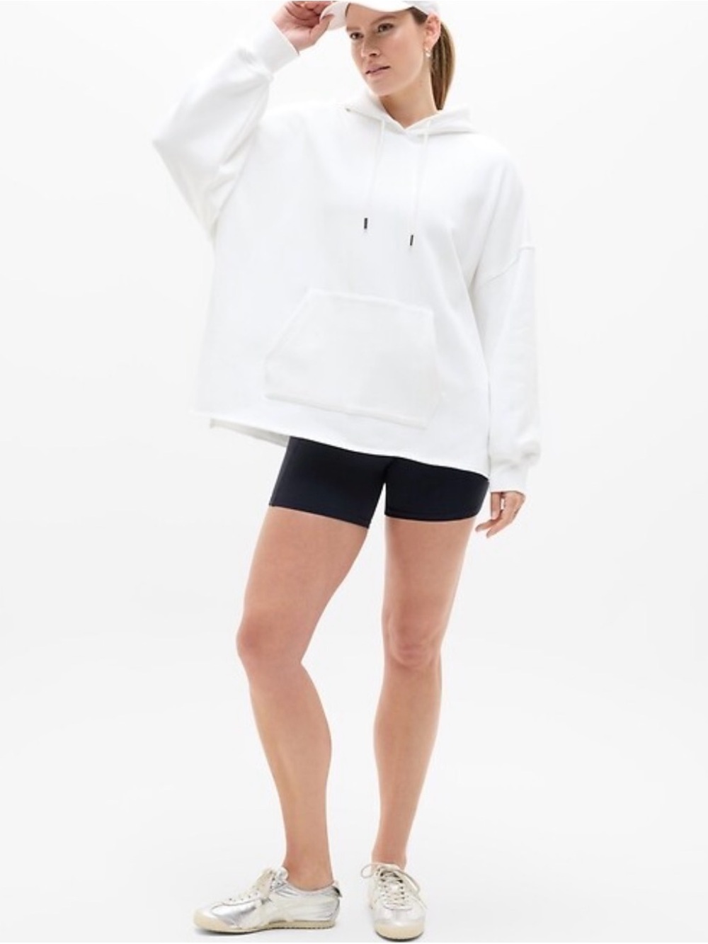 Athleta Terry Oversized Hoodie in "Bright White L Breathable Casual Travel Relax